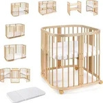 Mobiles Babybett aus Holz 7in1 mit Matratze, mitwachsend,Ohne Stoffset,Holz...