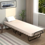 COSTWAY 80x190cm G&auml;stebett klappbar mit Matratze, 130kg belastbar - Schwarz/Beige