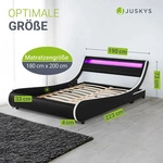 Juskys Polsterbett Valencia 180 x 200 cm mit Lattenrost, LED Beleuchtung, Kopfteil &