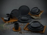 CreaTable, 23860, Uno Black, Kombiservice 16-tlg, Steinzeug - Schwarz