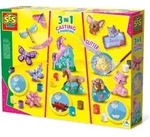 SES Creative 01288 Gips Gie&szlig;en 3-in-1 Set - Blumen, Schmetterlinge und Katzen,