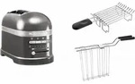 KitchenAid Set 1, Toaster + Br&ouml;tchenaufsatz Artisan 5KMT2204 Medallion Silber -