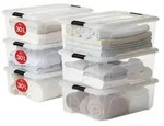 Iris Ohyama, 6er-Set, Aufbewahrungsboxen, 30 L mit Clips, stapelbar, Wohnzimmer,