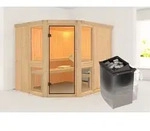 Karibu Sauna Innensauna Amelia 3 Eckeinstieg Ofen 9 kW integr. Strg ...