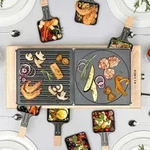 KLAMER Raclette 8 Personen, 1500W Raclette Grill mit Holzgestell, Raclette mit