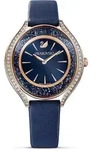 Swarovski Armbanduhr Crystalline Aura Uhr Lederarmband Blau Rosegold