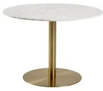 Runder Esstisch Carlos &oslash;105cm - wei&szlig;er Marmor/Messing - Wei&szlig;