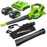 Greenworks 48V(24V x 2) Akku Laubsauger / Laubbl&auml;ser mit Schultergurt, b&uuml;rstenlo