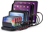 10 Port USB-Ladestation, 10x USB-A (schwarz, gleichzeitiges Laden von bis zu 10