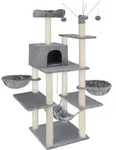 tectake&reg; Kratzbaum Lilou 165 cm inklusive 4 Spielb&auml;llen, Kordel und Kippschutz -