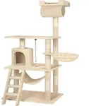 tectake&reg; Kratzbaum Stokeley 141 cm inklusive Spielkordel und Kippschutz - Beige