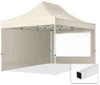 TOOLPORT 3x4,5m Stahl Faltpavillon, inkl. 2 Seitenteile, creme