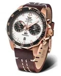 Herrenuhr VOSTOK EUROPE 6S21-225B619 in klassischem Braun, wasserdicht. - Rosa