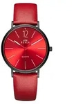 UMR Ruhla Style Damen Uhr - rotes Zifferblatt mit wei&szlig;en Balken und...