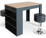 Esstisch-Set Vicco Repose Anthrazit/Goldkraft Eiche 67 x 100 cm mit 2 Hockern,...