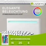 Juskys Polsterbett Paris 90 x 200 cm mit LED, Lattenrost & Kunstleder Wei&szlig; - Wei&szlig;