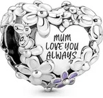 G&auml;nsebl&uuml;mchen Herz-Charm Mum aus Sterlingsilber von PANDORA - Silber