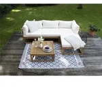Loungeset 4 -Sitzer bestehend aus: Sessel, Hocker, Tisch Holz inkl. Auflagen - Braun