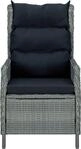 vidaXL Verstellbarer Gartensessel mit Auflagen Poly Rattan Hellgrau