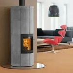Lotus M2 Kaminofen Schwarz/ Speckstein, Rauchabgang oben - Schwarz