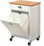 KESPER K&uuml;chenwagen wei&szlig; mit 2 Abfalleimern (je 15 L) &ndash; 50 x 37 x 79 cm &ndash; -
