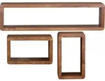WOHNLING Wandregal 3er Set BOHA Massiv Holzregale Sheesham Landhausstil...