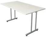 Kerkmann Smart office Schreibtisch wei&szlig; rechteckig, C-Fu&szlig;-Gestell silber...