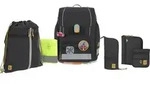 L&Auml;SSIG 7-teiliges Schulranzen Set Kinder/School Set Boxy Unique Schwarz - Schwarz