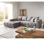 DELIFE Ecksofa Josea 300x220 cm Mikrofaser Steingrau Recamiere links - Grau