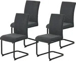 Hela Tische, 4er Set Freischwinger Esszimmerstuhl LINN - Bezug Webstoff Anthrazit -