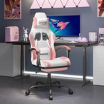 vidaXL Gaming-Stuhl mit Fu&szlig;st&uuml;tze Drehbar Wei&szlig; & Rosa Kunstleder - Rosa