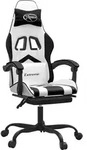 vidaXL Gaming-Stuhl mit Fu&szlig;st&uuml;tze Drehbar Wei&szlig; & Schwarz Kunstleder - Schwarz