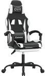 vidaXL Gaming-Stuhl mit Fu&szlig;st&uuml;tze Drehbar Schwarz & Wei&szlig; Kunstleder - Wei&szlig;