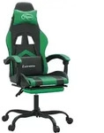 vidaXL Gaming-Stuhl mit Fu&szlig;st&uuml;tze Drehbar Schwarz & Gr&uuml;n Kunstleder - Gr&uuml;n