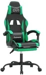vidaXL Gaming-Stuhl mit Fu&szlig;st&uuml;tze Drehbar Schwarz & Gr&uuml;n Kunstleder - Gr&uuml;n