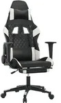vidaXL Gaming-Stuhl mit Massage & Fu&szlig;st&uuml;tze Schwarz & Wei&szlig; Kunstleder - Wei&szlig;