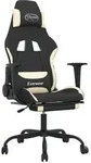 vidaXL Gaming-Stuhl mit Fu&szlig;st&uuml;tze Schwarz und Creme Stoff - Creme