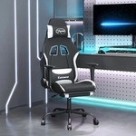 vidaXL Gaming-Stuhl mit Fu&szlig;st&uuml;tze Schwarz und Wei&szlig; Stoff - Wei&szlig;