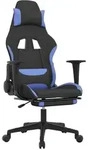 vidaXL Gaming-Stuhl mit Fu&szlig;st&uuml;tze Schwarz und Blau Stoff - Blau