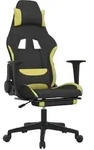 vidaXL Gaming-Stuhl mit Fu&szlig;st&uuml;tze Schwarz und Hellgr&uuml;n Stoff - Grau