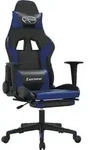 vidaXL Gaming-Stuhl mit Massage & Fu&szlig;st&uuml;tze Schwarz & Blau Kunstleder - Blau