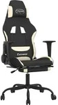 vidaXL Gaming-Stuhl mit Massage & Fu&szlig;st&uuml;tze Schwarz und Creme Stoff - Creme
