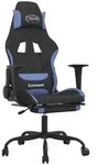 vidaXL Gaming-Stuhl mit Fu&szlig;st&uuml;tze Schwarz und Blau Stoff - Blau