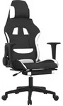 vidaXL Gaming-Stuhl mit Fu&szlig;st&uuml;tze Schwarz und Wei&szlig; Stoff - Wei&szlig;