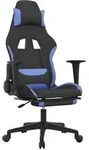 vidaXL Gaming-Stuhl mit Massage & Fu&szlig;st&uuml;tze Schwarz und Blau Stoff - Blau
