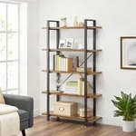 VASAGLE B&uuml;cherregal, stabiles Standregal mit 5 Regalebenen, einfach - Braun/Schwarz