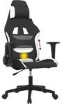 vidaXL Gaming-Stuhl mit Massagefunktion Schwarz und Wei&szlig; Stoff - Wei&szlig;