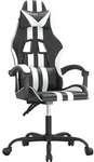 vidaXL Gaming-Stuhl Drehbar Schwarz und Wei&szlig; Kunstleder - Wei&szlig;