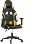 vidaXL Gaming-Stuhl mit Massagefunktion Schwarz & Golden Kunstleder - Gold