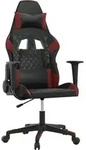 vidaXL Gaming-Stuhl mit Massagefunktion Schwarz und Weinrot Kunstleder - Rot